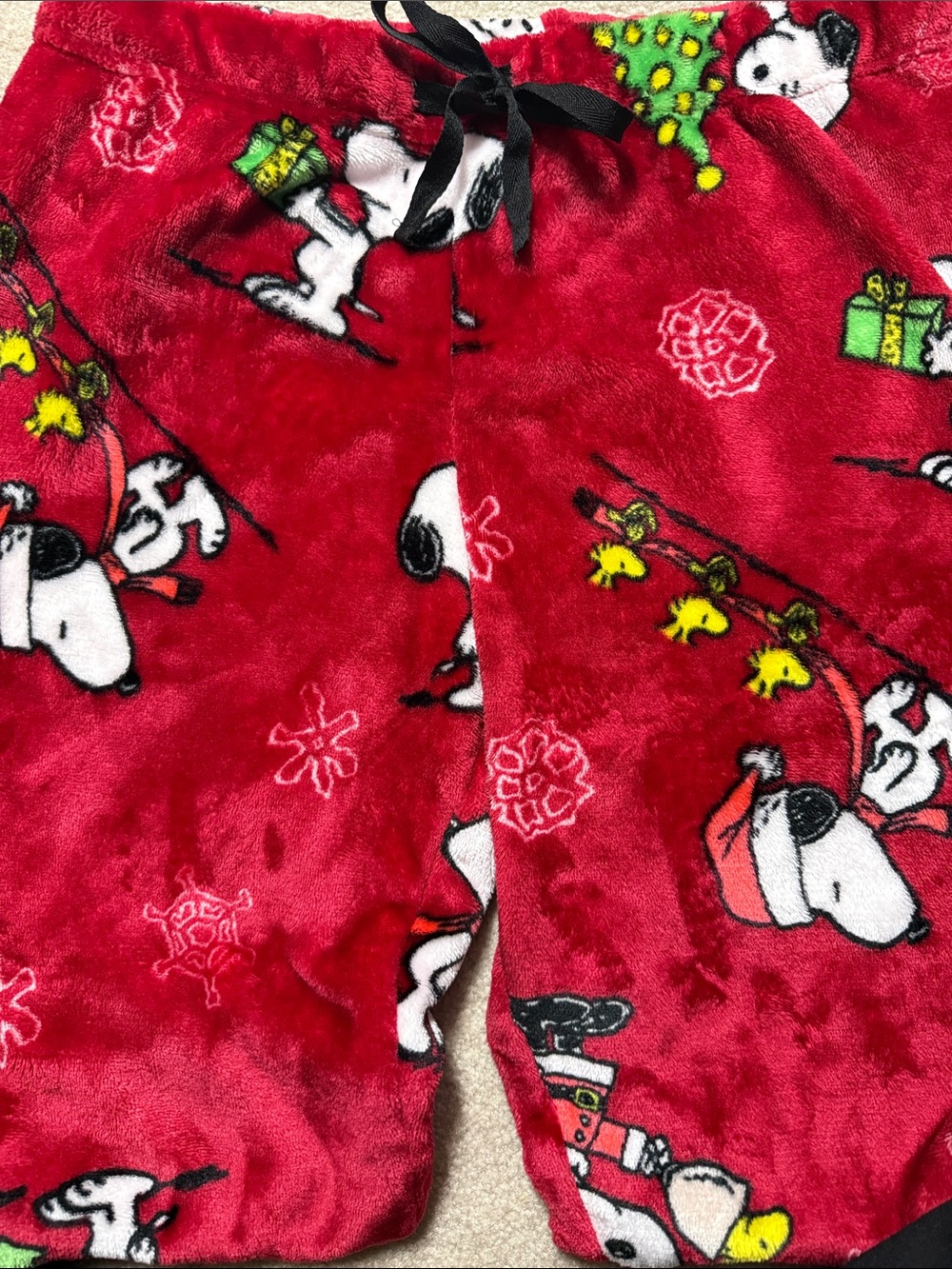 Red Snoopy & Woodstock Holiday Plush Pajama Pants